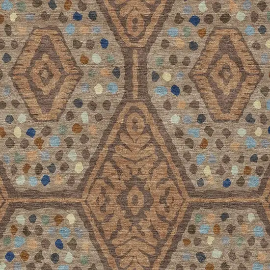 Copper And Orange Tribal Washable Indoor Outdoor Area Rug Photo 2
