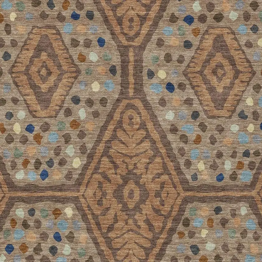 Copper And Orange Tribal Washable Indoor Outdoor Area Rug Photo 2