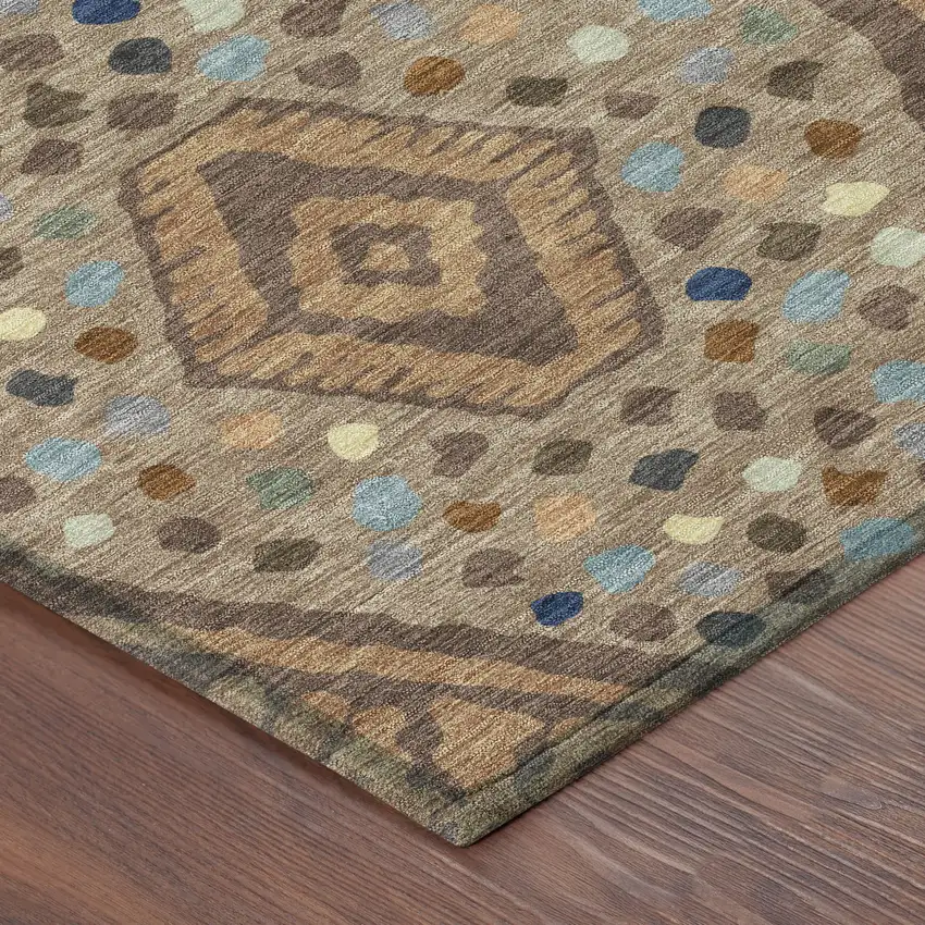 Copper And Orange Tribal Washable Indoor Outdoor Area Rug Photo 8