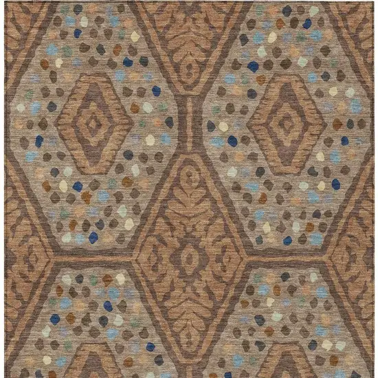 Copper And Orange Tribal Washable Indoor Outdoor Area Rug Photo 3
