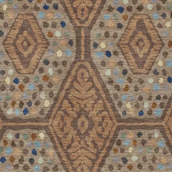 Copper And Orange Tribal Washable Indoor Outdoor Area Rug Photo 2