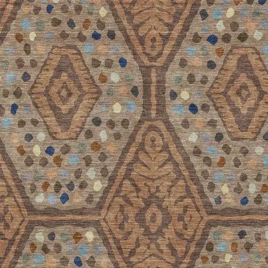 Copper And Orange Tribal Washable Indoor Outdoor Area Rug Photo 2