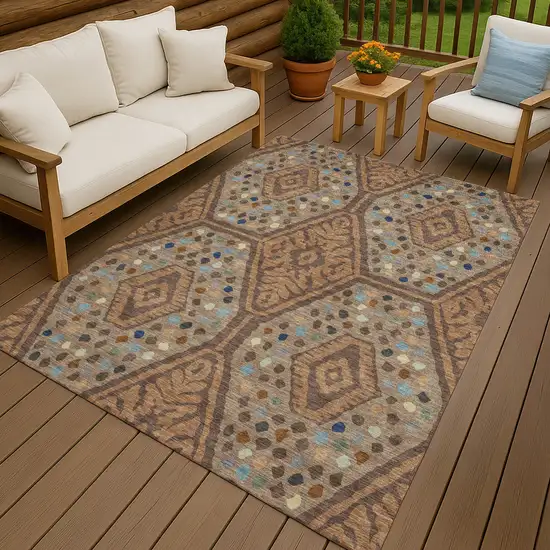 Copper And Orange Tribal Washable Indoor Outdoor Area Rug Photo 4