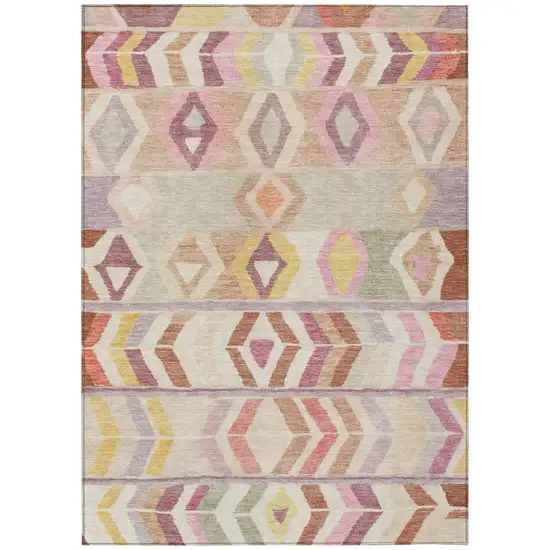 Copper And Orange Tribal Washable Indoor Outdoor Area Rug Photo 2