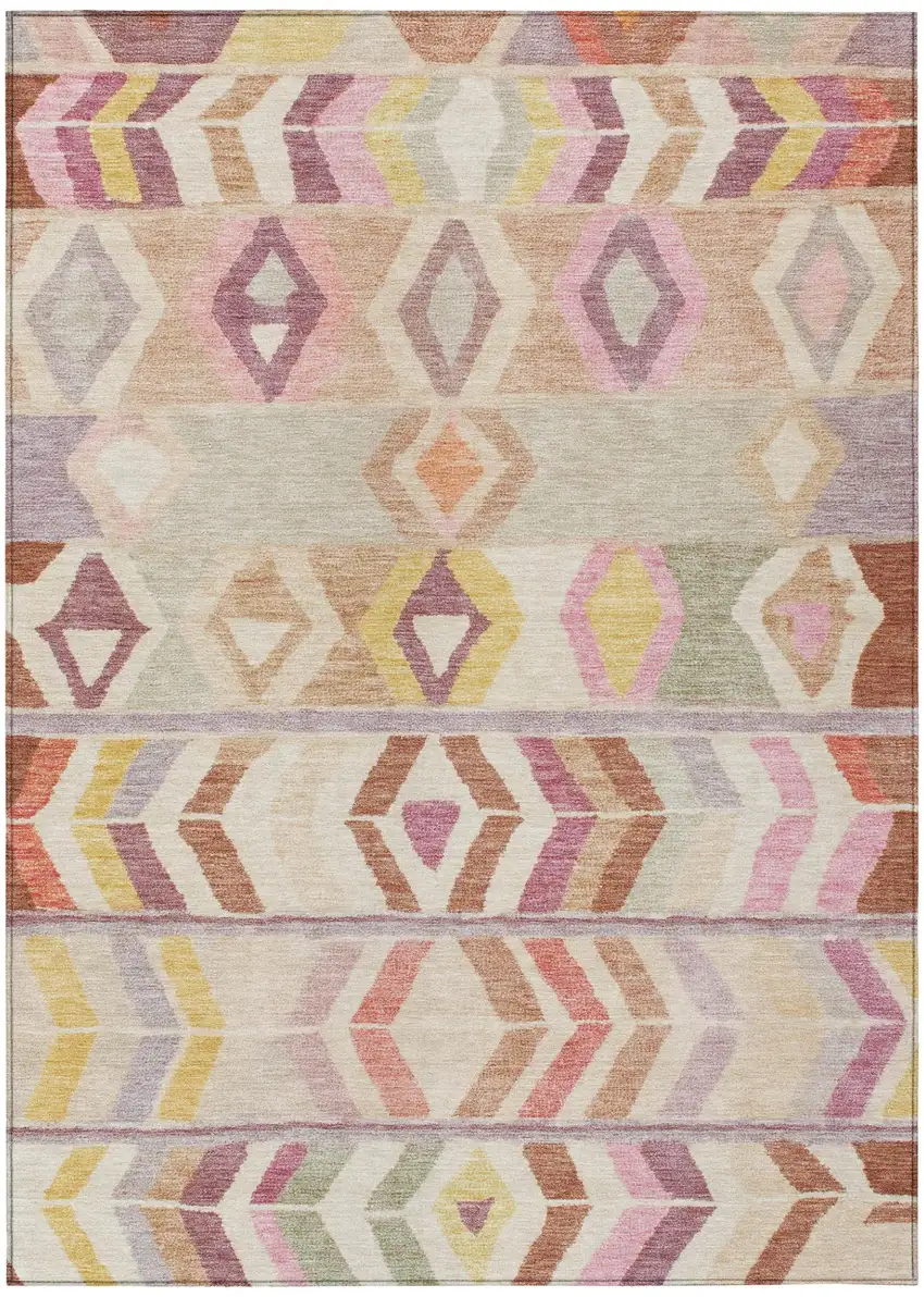 Copper And Orange Tribal Washable Indoor Outdoor Area Rug Photo 2