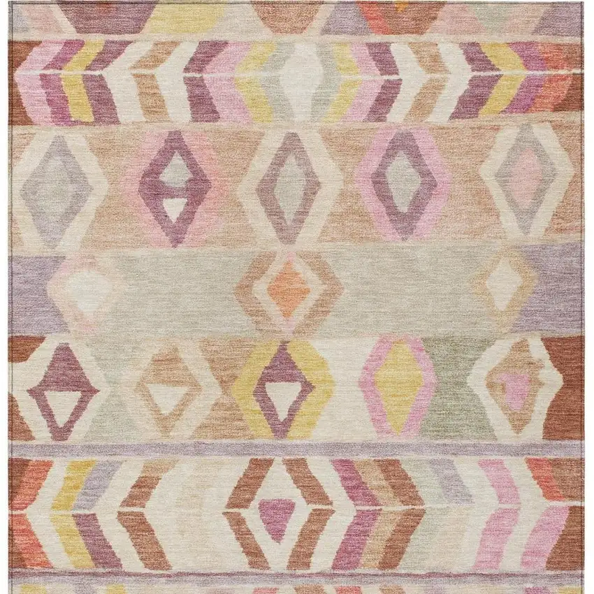 Copper And Orange Tribal Washable Indoor Outdoor Area Rug Photo 4