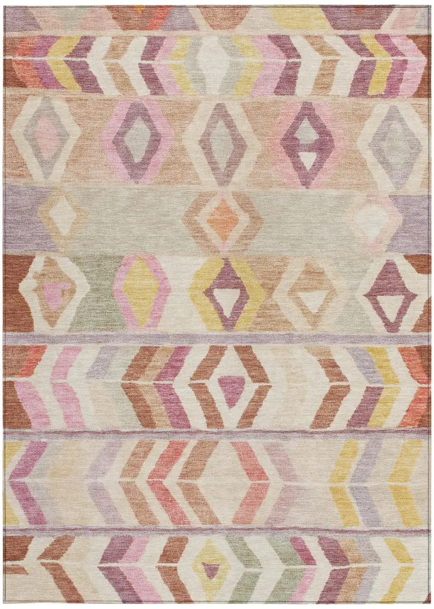 Copper And Orange Tribal Washable Indoor Outdoor Area Rug Photo 4