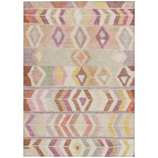 Copper And Orange Tribal Washable Indoor Outdoor Area Rug Photo 4