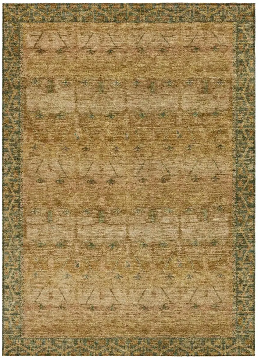 Copper And Orange Tribal Washable Indoor Outdoor Area Rug Photo 4