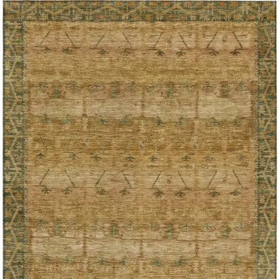 Copper And Orange Tribal Washable Indoor Outdoor Area Rug Photo 3