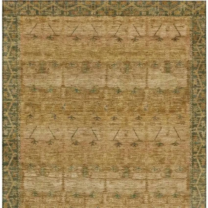 Copper And Orange Tribal Washable Indoor Outdoor Area Rug Photo 3