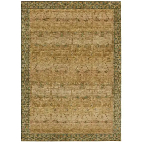 Copper And Orange Tribal Washable Indoor Outdoor Area Rug Photo 2