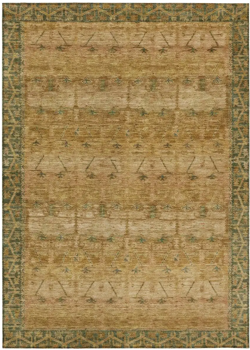 Copper And Orange Tribal Washable Indoor Outdoor Area Rug Photo 2