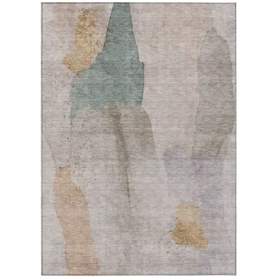 Copper And Pale Aqua Abstract Washable Indoor Outdoor Area Rug Photo 8