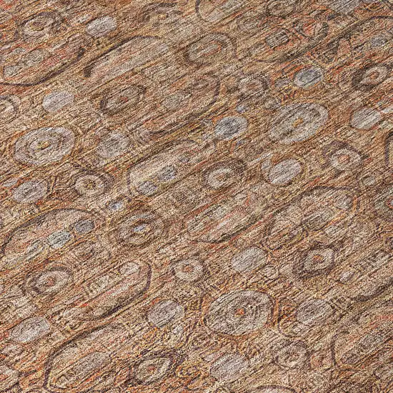 Copper And Peach Floral Washable Indoor Outdoor Area Rug Photo 7