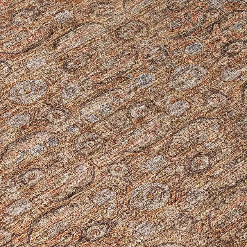 Copper And Peach Floral Washable Indoor Outdoor Area Rug Photo 7