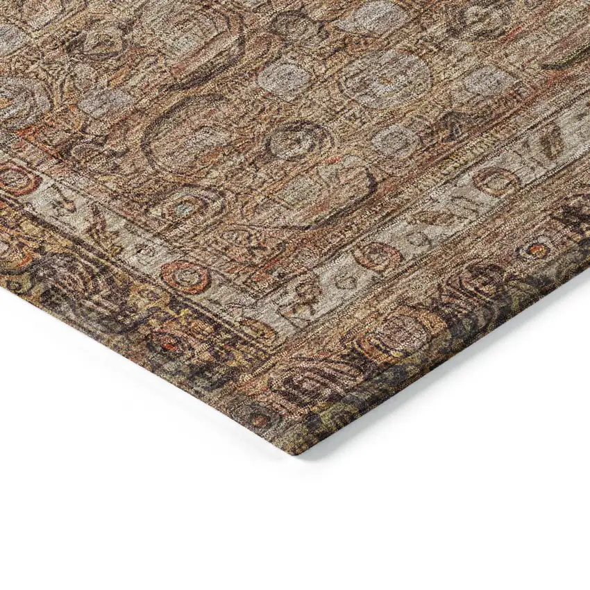 Copper And Peach Floral Washable Indoor Outdoor Area Rug Photo 6