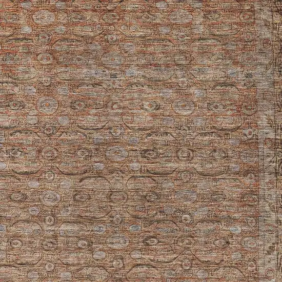 Copper And Peach Floral Washable Indoor Outdoor Area Rug Photo 4