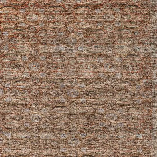 Copper And Peach Floral Washable Indoor Outdoor Area Rug Photo 4