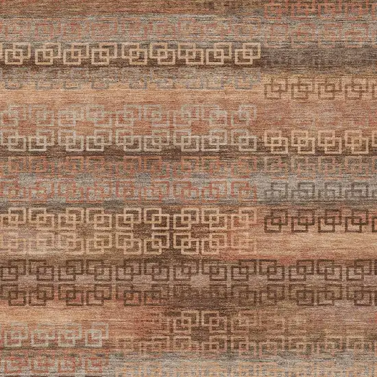 Copper And Peach Striped Washable Indoor Outdoor Area Rug Photo 8