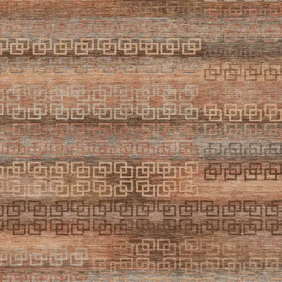 Copper And Peach Striped Washable Indoor Outdoor Area Rug Photo 3