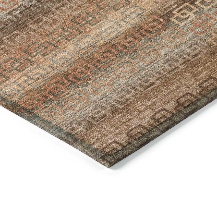 Copper And Peach Striped Washable Indoor Outdoor Area Rug Photo 7