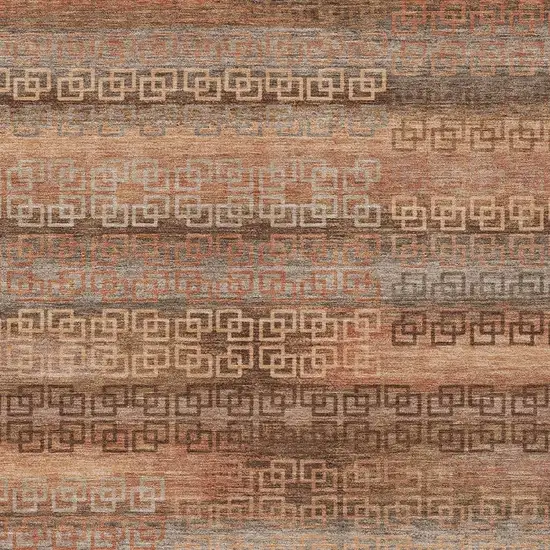 Copper And Peach Striped Washable Indoor Outdoor Area Rug Photo 3