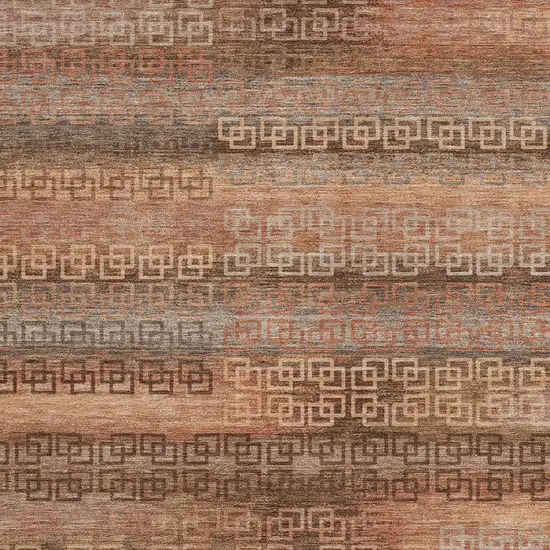 Copper And Peach Striped Washable Indoor Outdoor Area Rug Photo 3