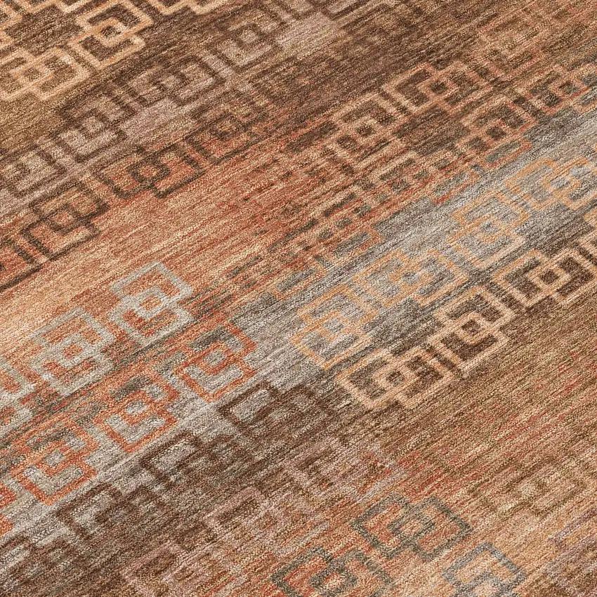 Copper And Peach Striped Washable Indoor Outdoor Area Rug Photo 8