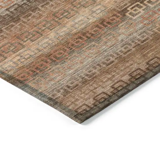 Copper And Peach Striped Washable Indoor Outdoor Area Rug Photo 9