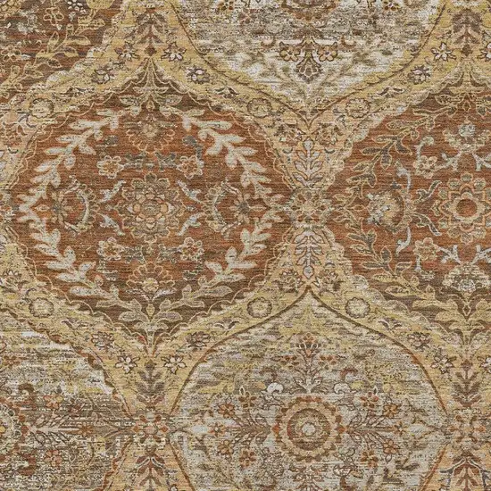 Copper And Pink Ogee Washable Indoor Outdoor Area Rug Photo 3