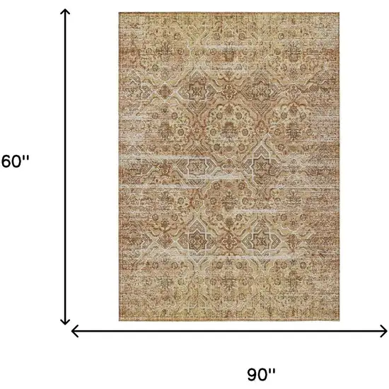 Copper And Purple Floral Washable Indoor Outdoor Area Rug Photo 7