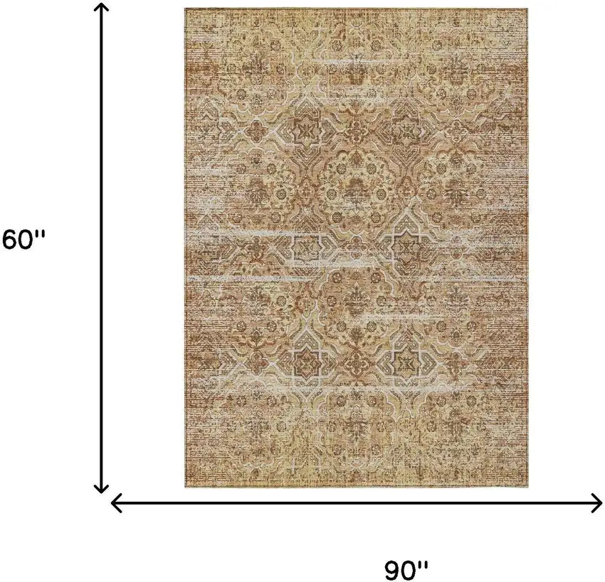 Copper And Purple Floral Washable Indoor Outdoor Area Rug Photo 7