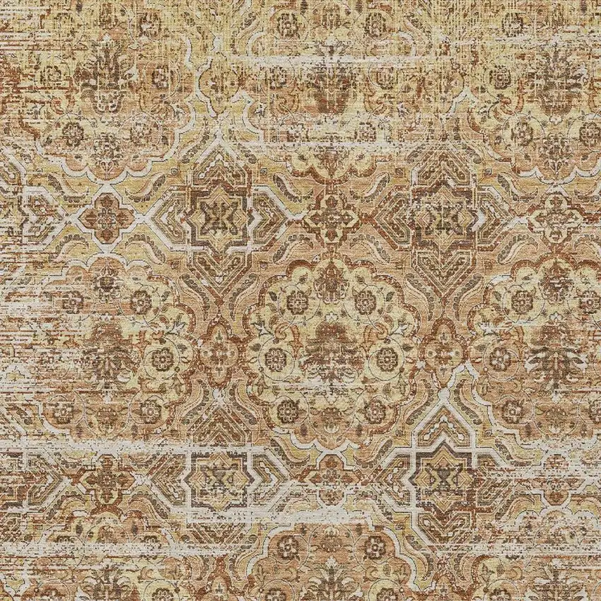 Copper And Purple Floral Washable Indoor Outdoor Area Rug Photo 3