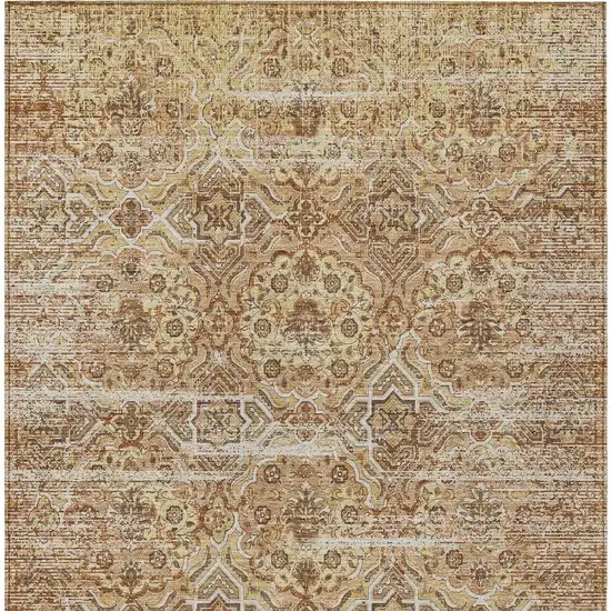 Copper And Purple Floral Washable Indoor Outdoor Area Rug Photo 3
