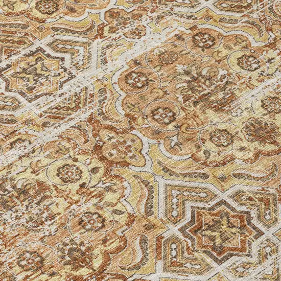 Copper And Purple Floral Washable Indoor Outdoor Area Rug Photo 6