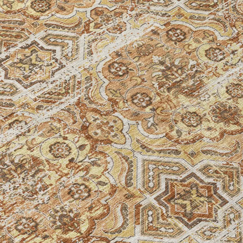 Copper And Purple Floral Washable Indoor Outdoor Area Rug Photo 6