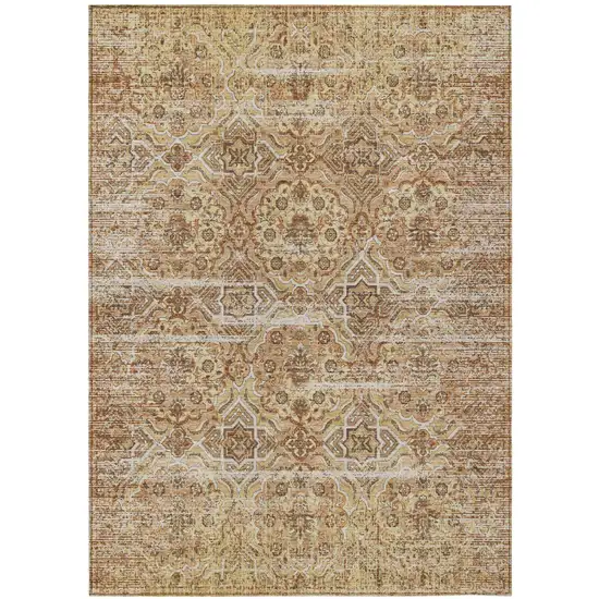 Copper And Purple Floral Washable Indoor Outdoor Area Rug Photo 2