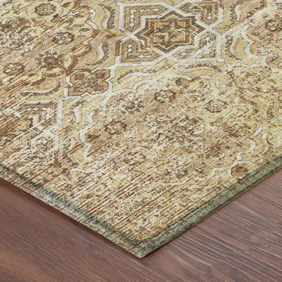 Copper And Purple Floral Washable Indoor Outdoor Area Rug Photo 5