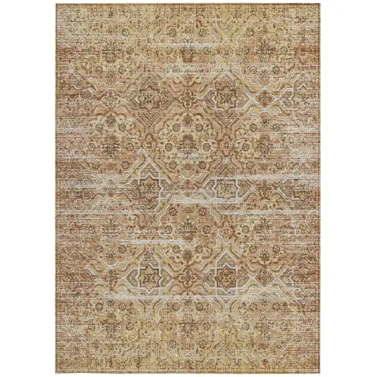 Copper And Purple Floral Washable Indoor Outdoor Area Rug Photo 4