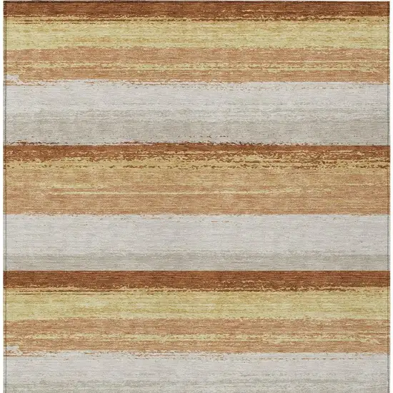 Copper And Purple Striped Washable Indoor Outdoor Area Rug Photo 3