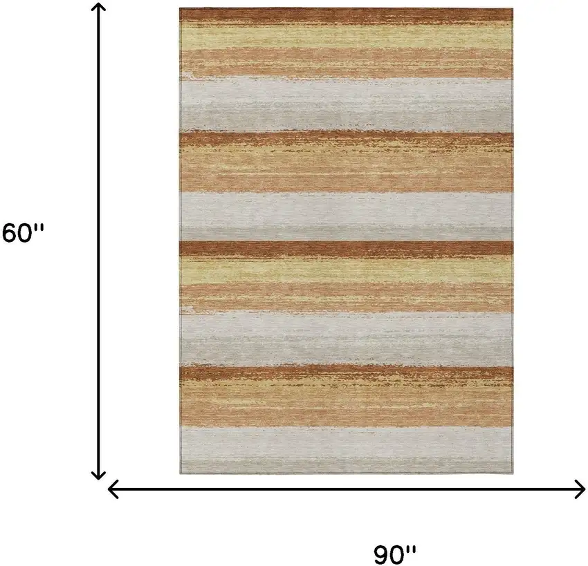 Copper And Purple Striped Washable Indoor Outdoor Area Rug Photo 7