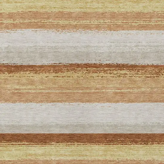 Copper And Purple Striped Washable Indoor Outdoor Area Rug Photo 3