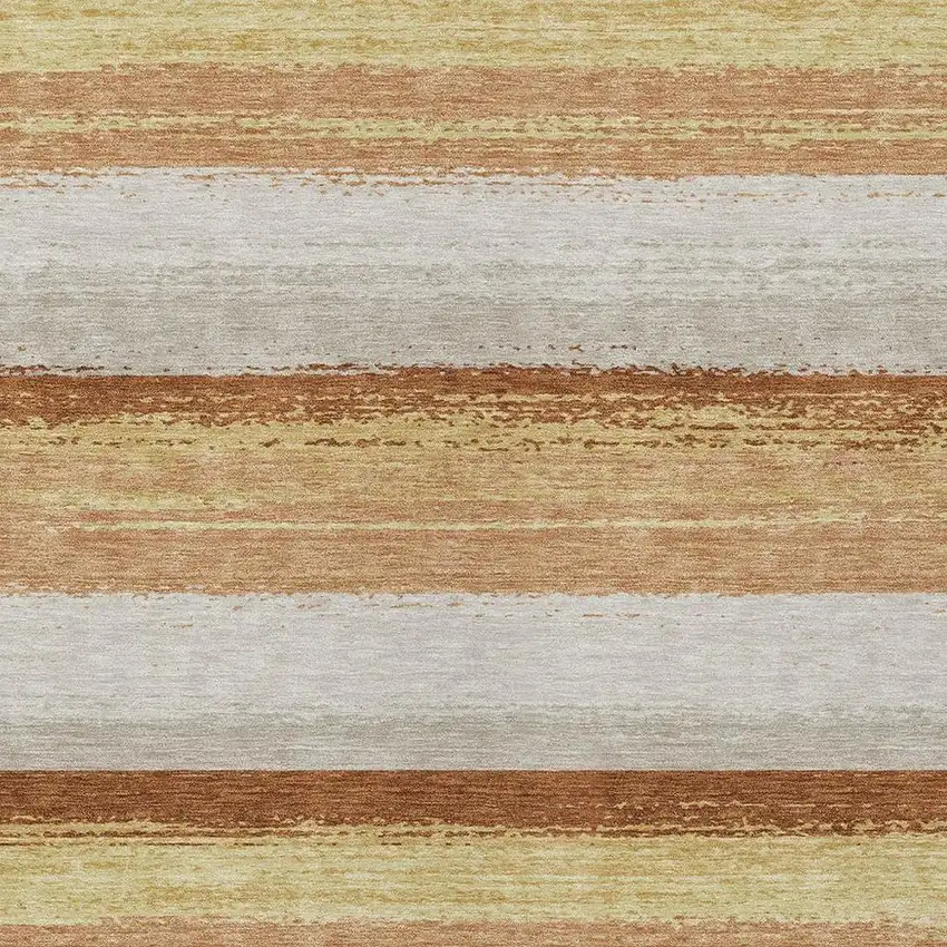 Copper And Purple Striped Washable Indoor Outdoor Area Rug Photo 3