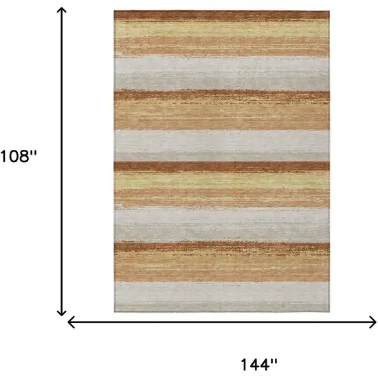 Copper And Purple Striped Washable Indoor Outdoor Area Rug Photo 7