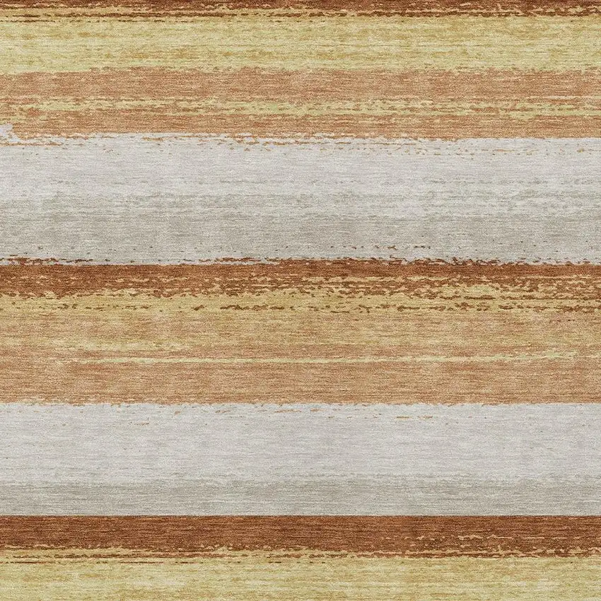 Copper And Purple Striped Washable Indoor Outdoor Area Rug Photo 3