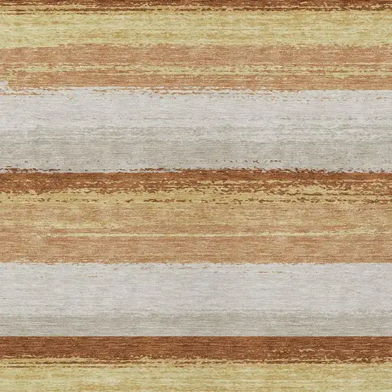 Copper And Purple Striped Washable Indoor Outdoor Area Rug Photo 3