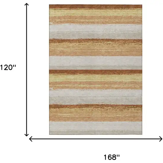 Copper And Purple Striped Washable Indoor Outdoor Area Rug Photo 7
