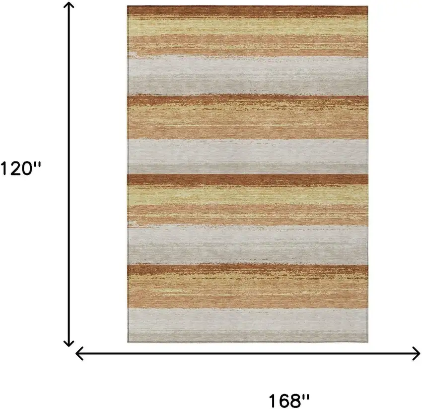 Copper And Purple Striped Washable Indoor Outdoor Area Rug Photo 7