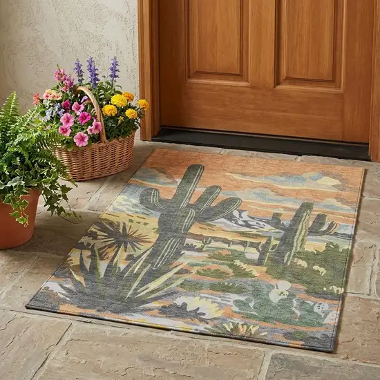 Copper And Purple Trees Washable Indoor Outdoor Area Rug Photo 1